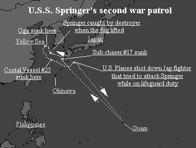Map USS Springer's 2nd War Patrol